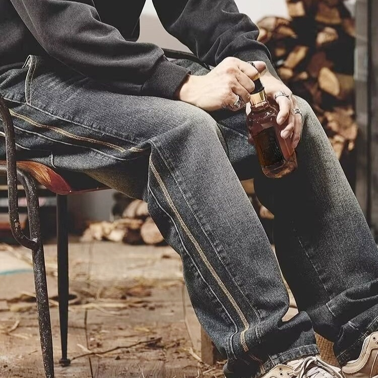 アメリカンストライプデニムパンツ メンズ