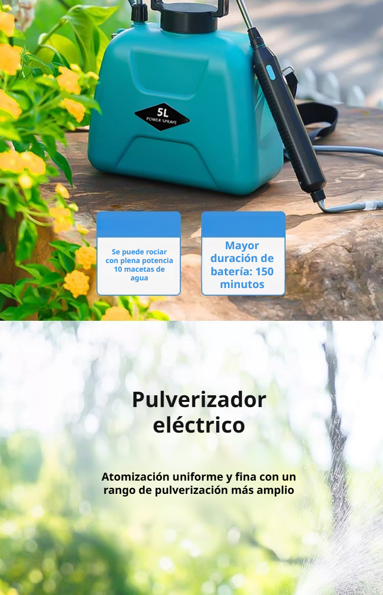 Pulverizador de jardín eléctrico con boquilla ajustable