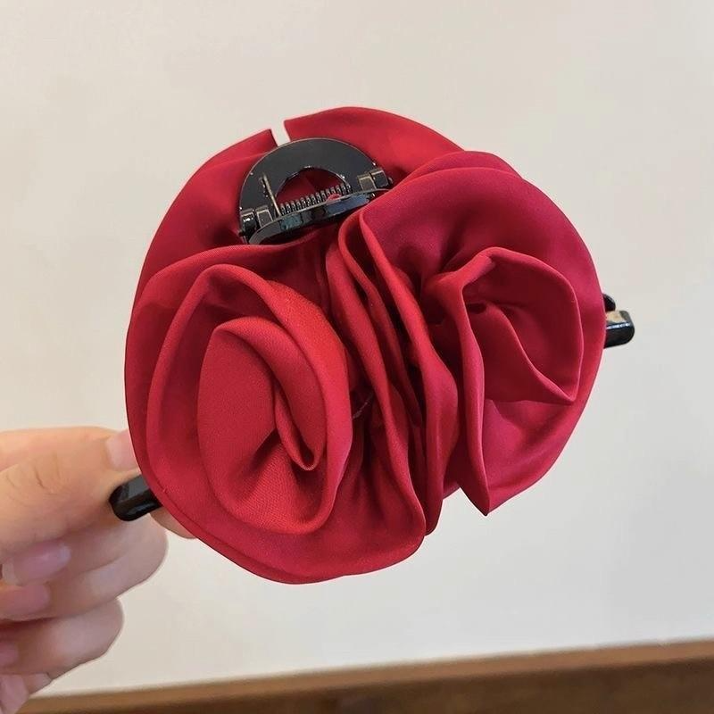サテンローズヘアクリップ