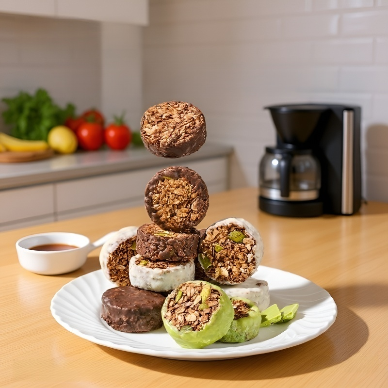 健康的な軽食代替品、生チョコレートナッツオートミールクリスプ