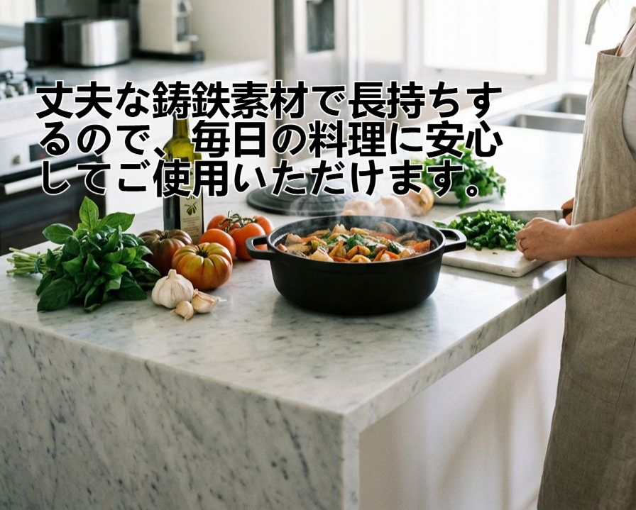 厚手の鋳鉄製中華鍋の全体写真