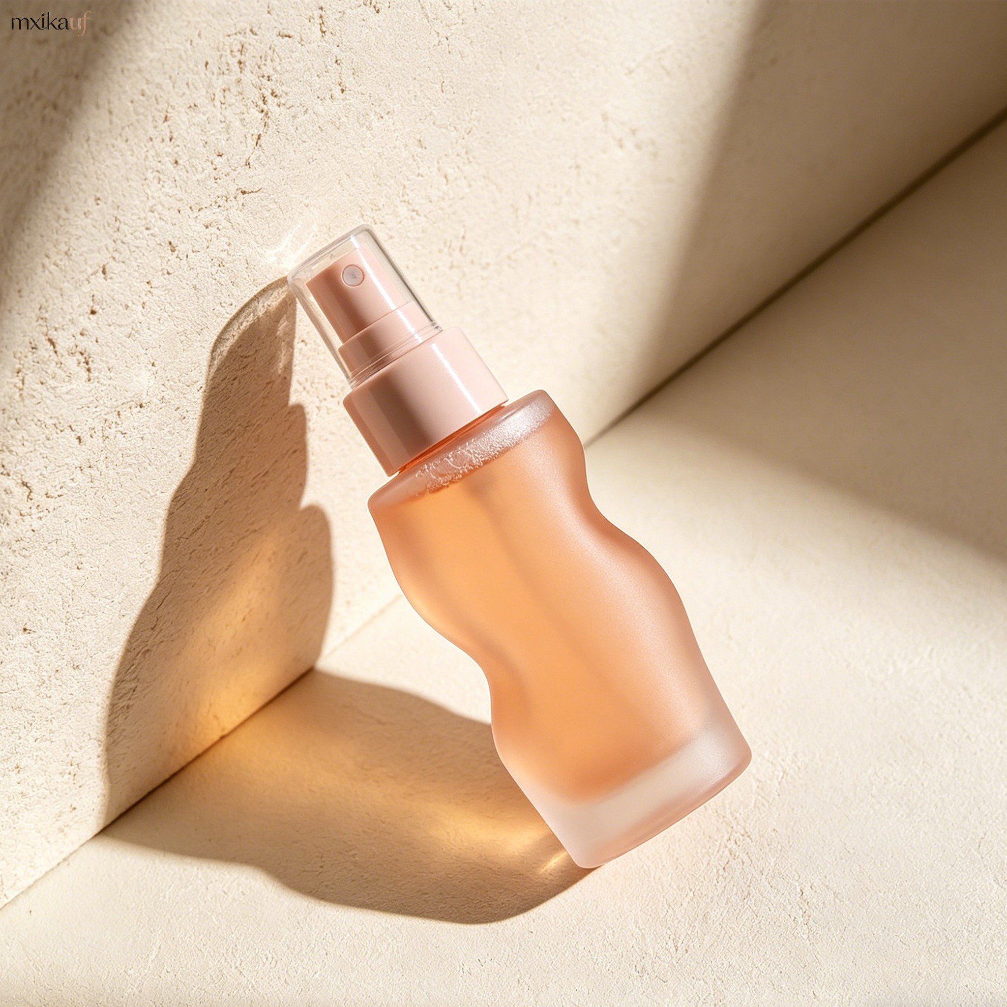 Close-up of Organic Rose Hydrating Mist with fresh rose petals