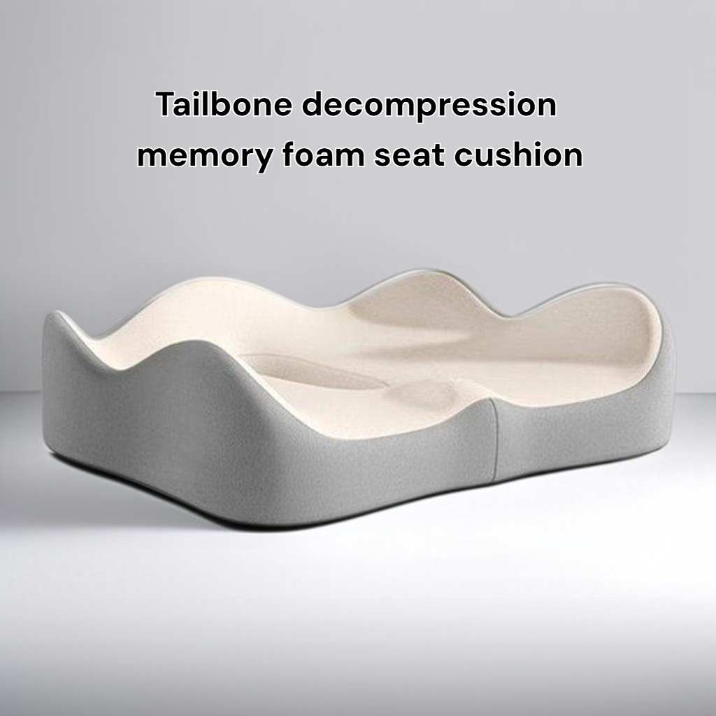 Tailbone decompression memory foam seat cushion