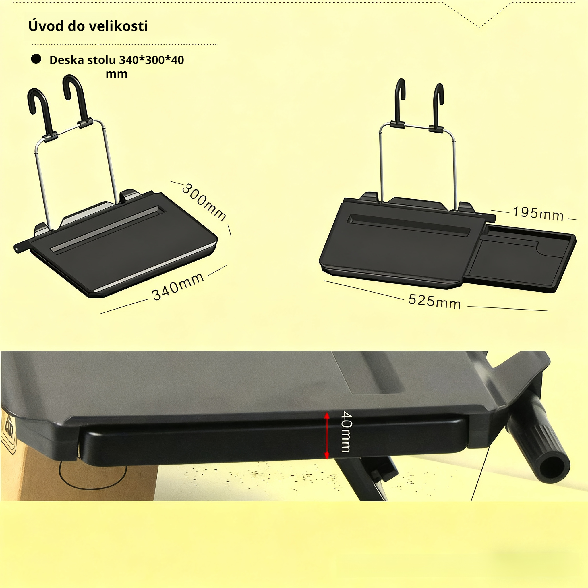 Skládací jídelní stolek do auta na zadní sedadlo