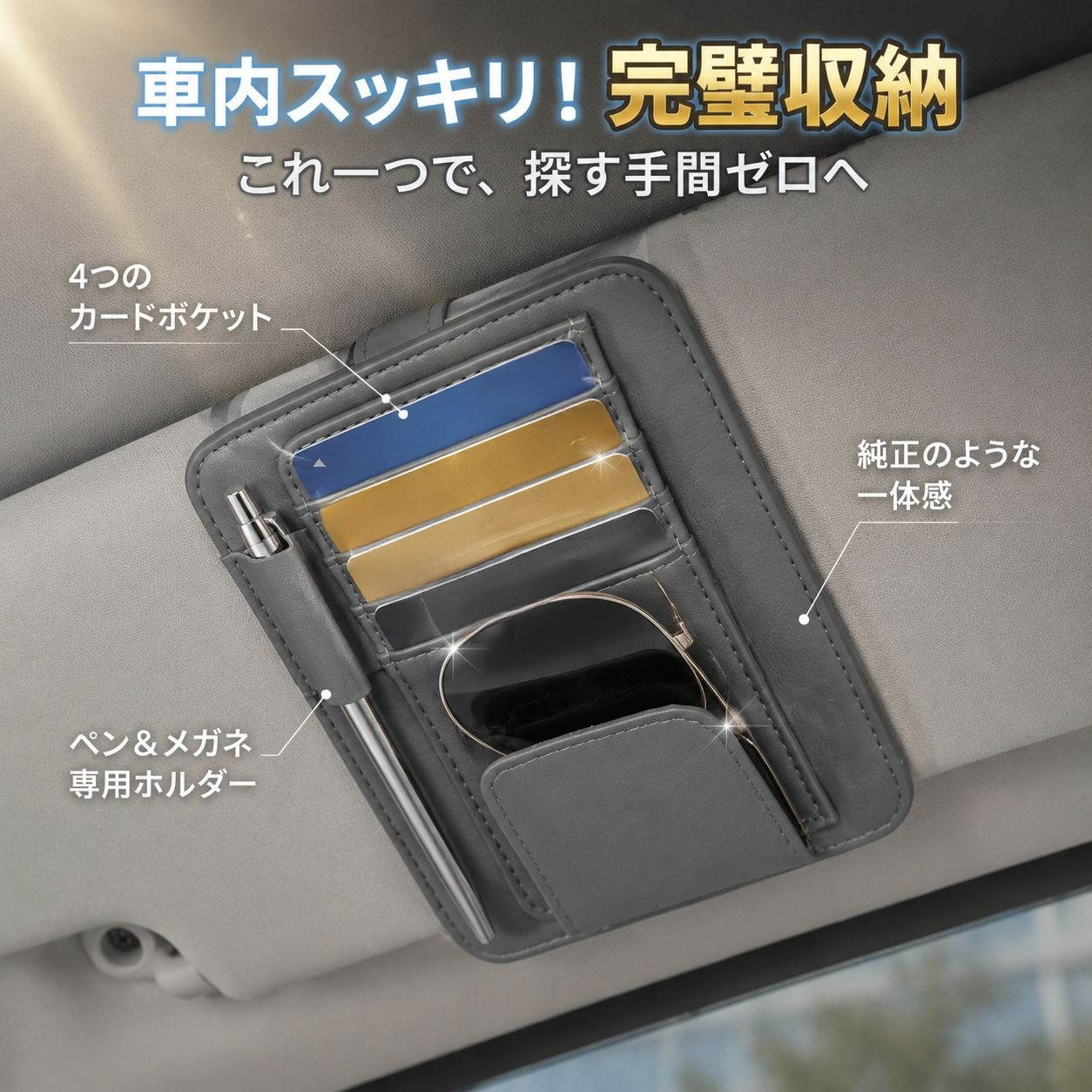 車用サンバイザー収納バッグ