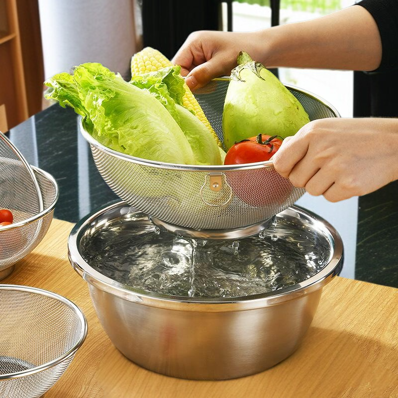 ステンレス米洗い野菜用アスファルトバスケット