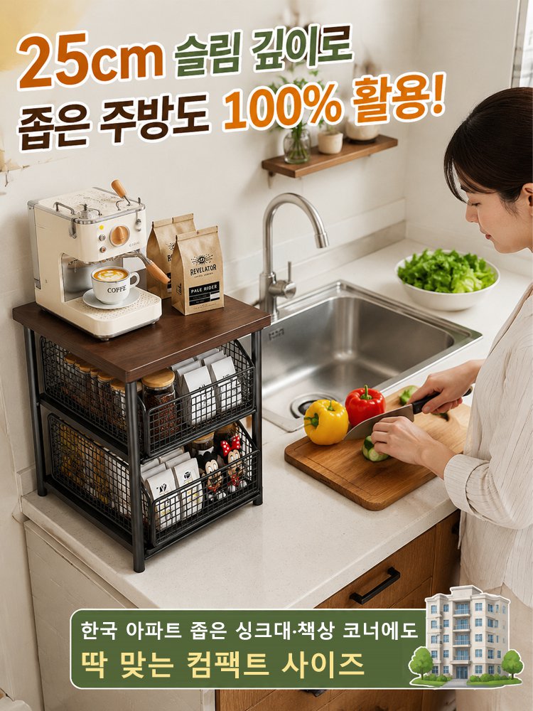 다기능 수납 서랍 선반