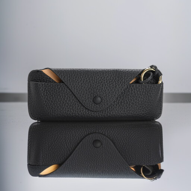 頭層牛皮掛脖近視眼鏡包