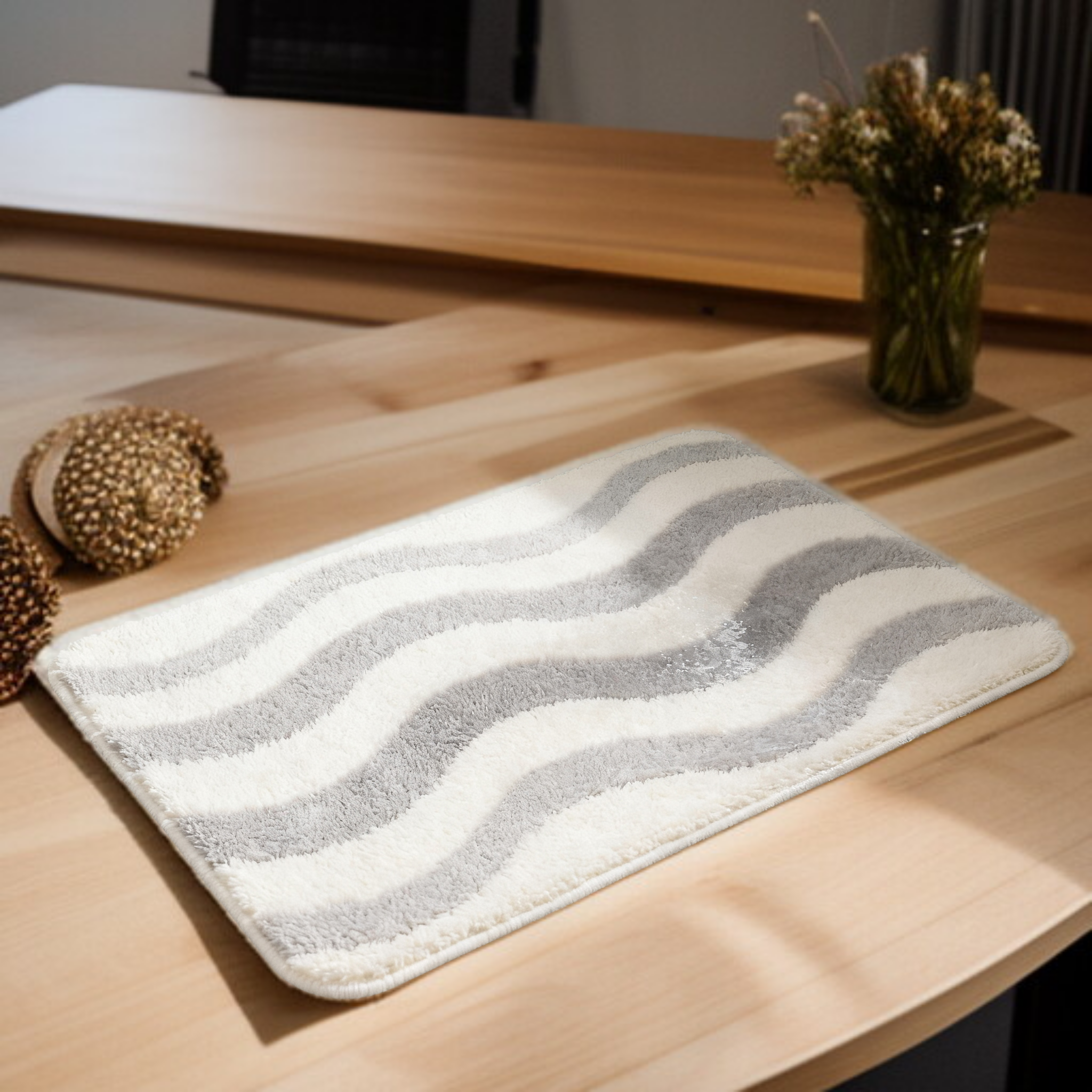 พรมห้องน้ำแพ็คคู่ 2 ชิ้น วางหน้าประตูห้องน้ำ