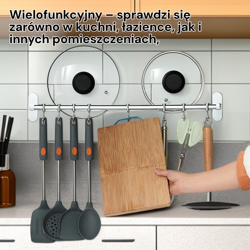 Wielofunkcyjny stalowy wieszak bez wiercenia do kuchni i łazienki