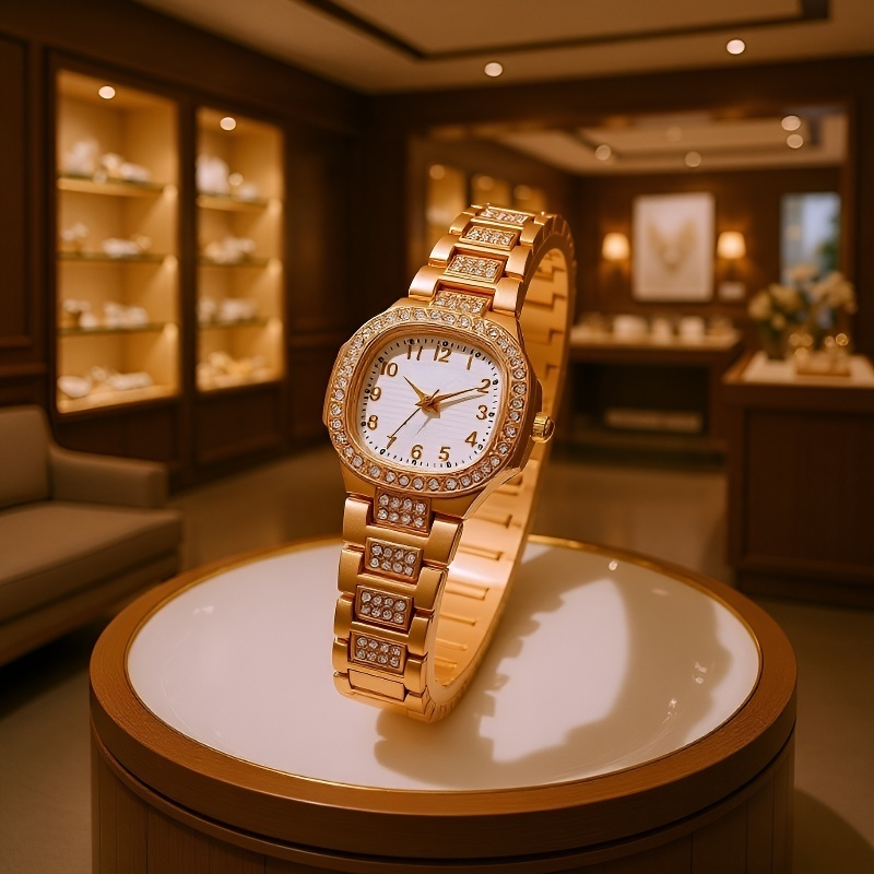 ساعة نسائية أنيقة مع حزام فولاذي 