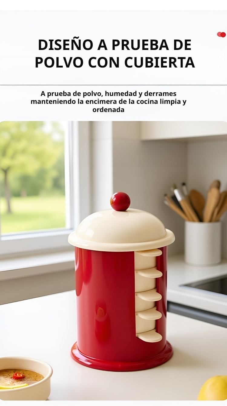 Detalle del plato organizador de condimentos antihumedad