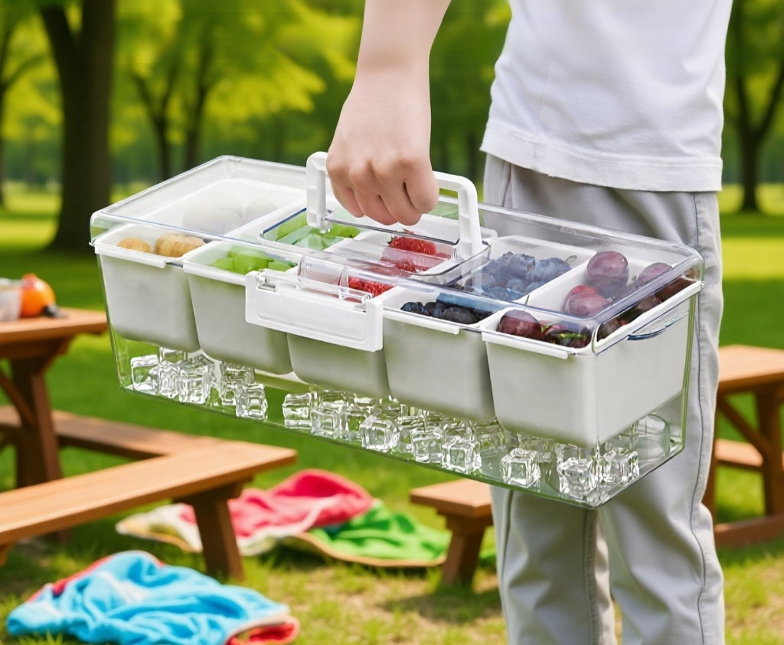 Recipiente portátil ideal para llevar almuerzos