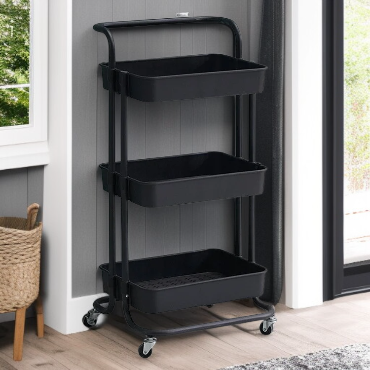 Carro de almacenamiento de 3 niveles con estantería móvil