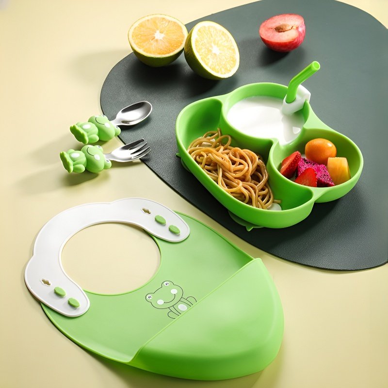 Baby Partition Cartoon Frog Silicone Plate