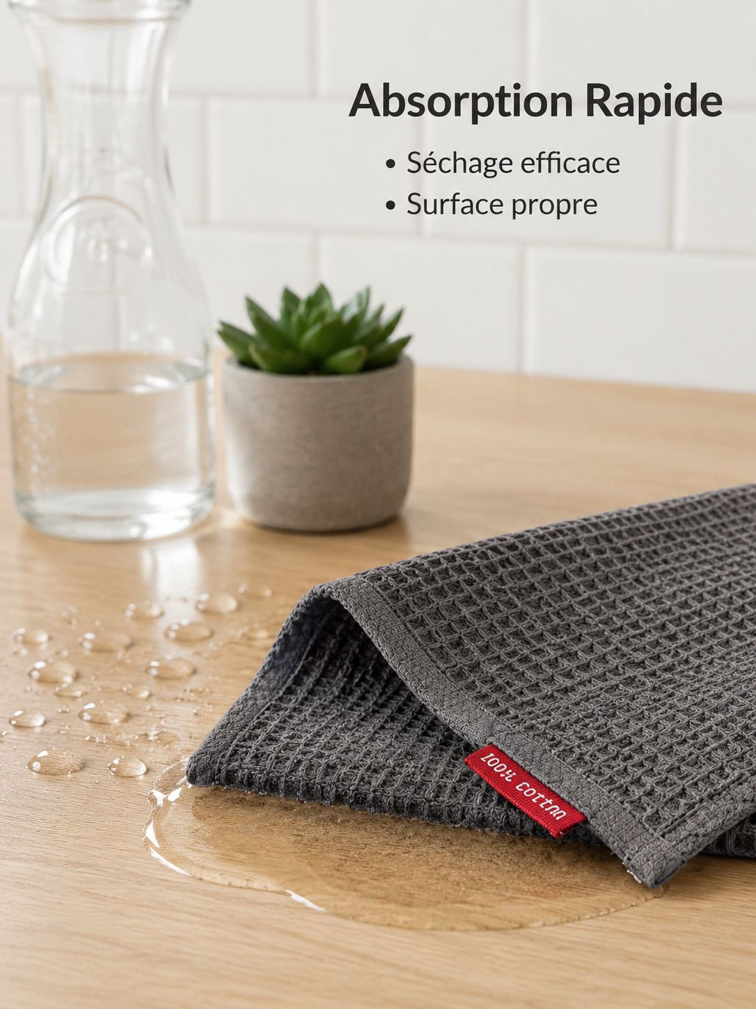 Torchon en coton nid d'abeille absorbant et épaissi