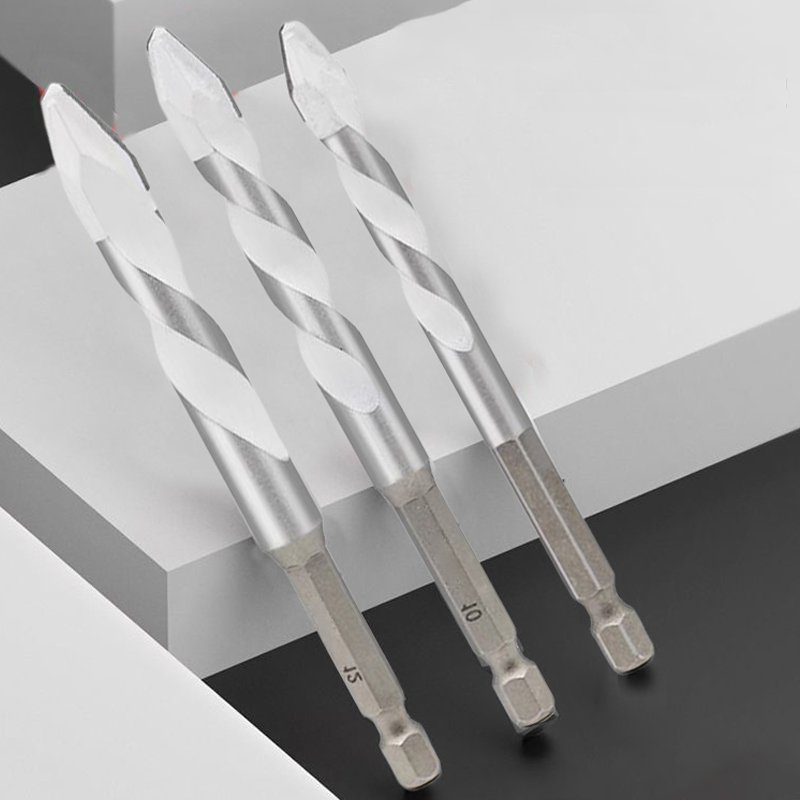Hexagonal shank eccentric drill, extended ceramic glass drill bit