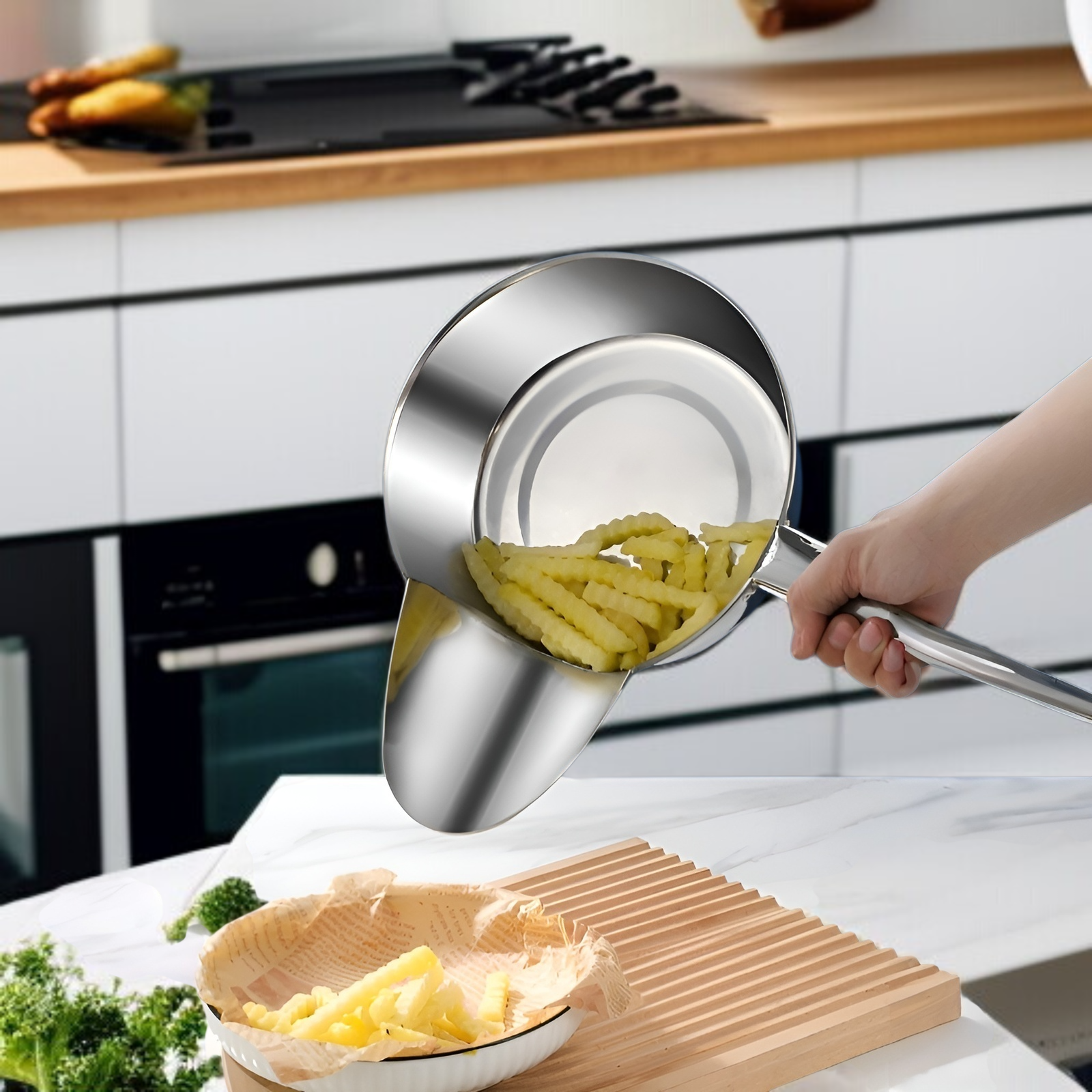 ステンレススチール製の梱包用シャベル、ダックビルスクープ、フライドチキン、ミキシングボウル、フライドポテト用梱包用スプーン、ストール、業務用袋詰め用スプーン、シャベル