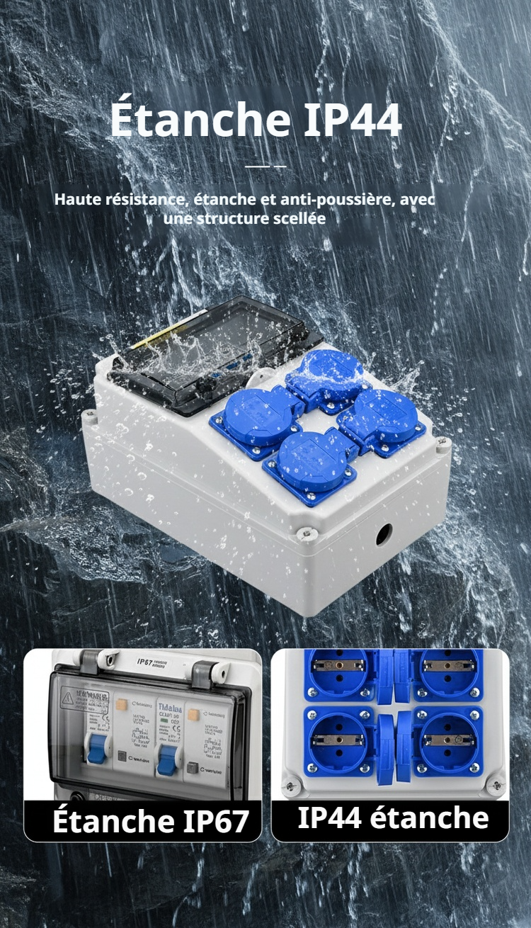 Boîte de distribution électrique portable en plastique compacte