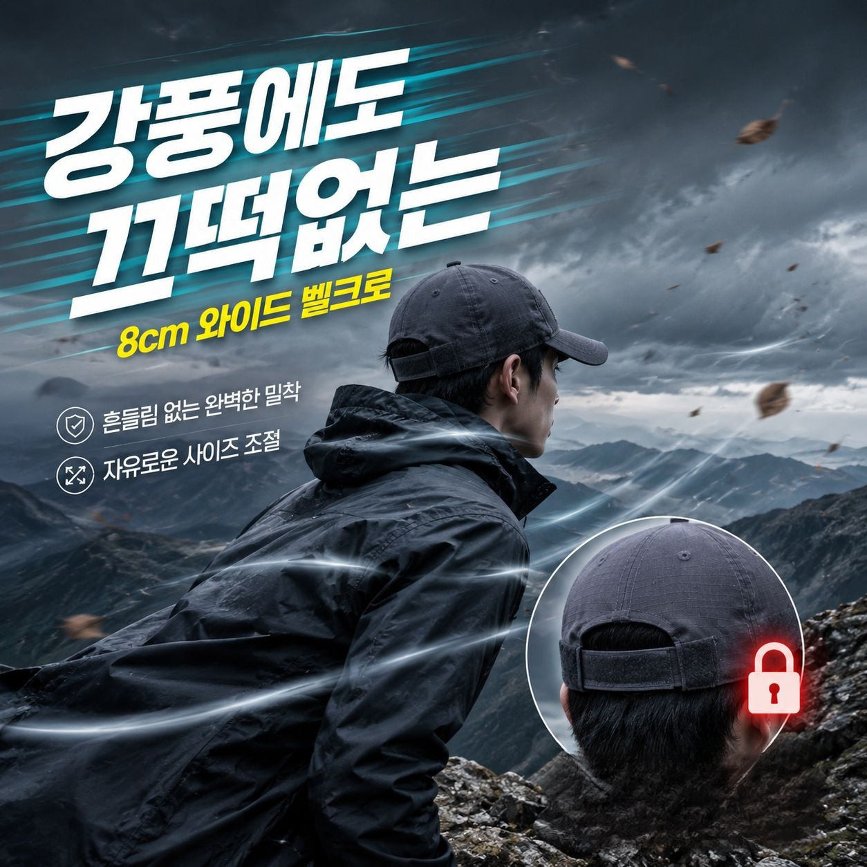 여름 아웃도어 스포츠 순색 매직 테이프 캡