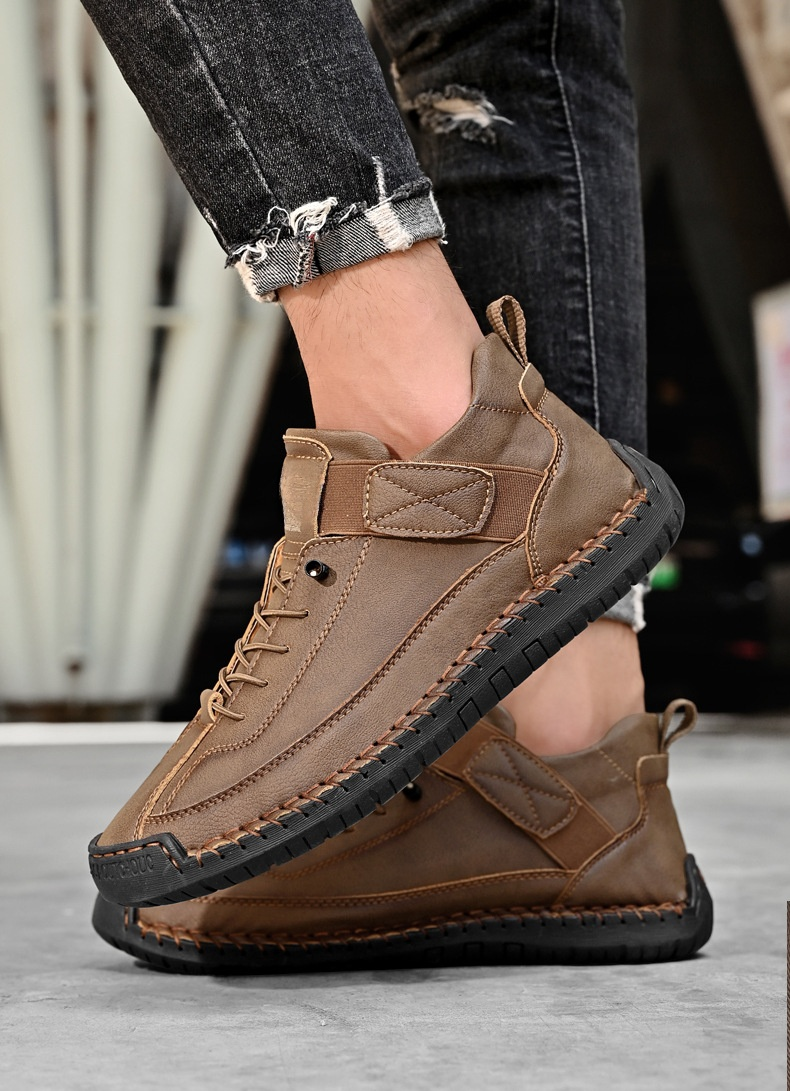 تفاصيل خياطة دقيقة لحذاء رجالي