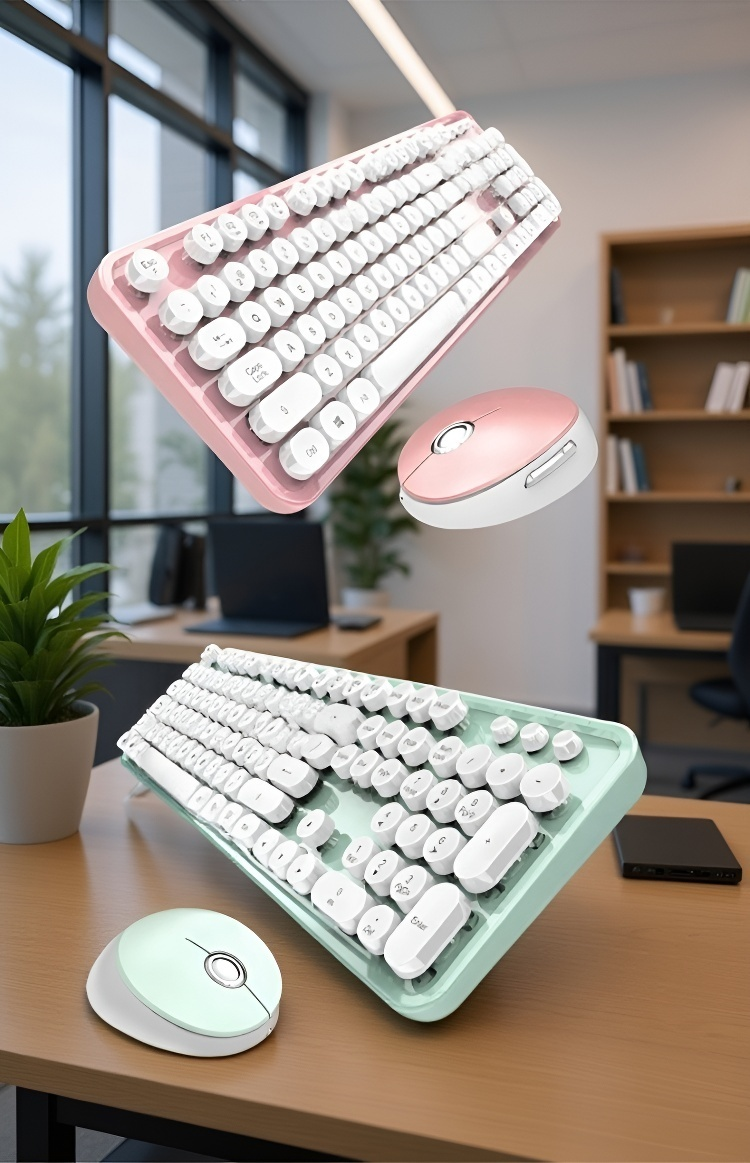 女性が口紅キーボードでタイピングするシーン