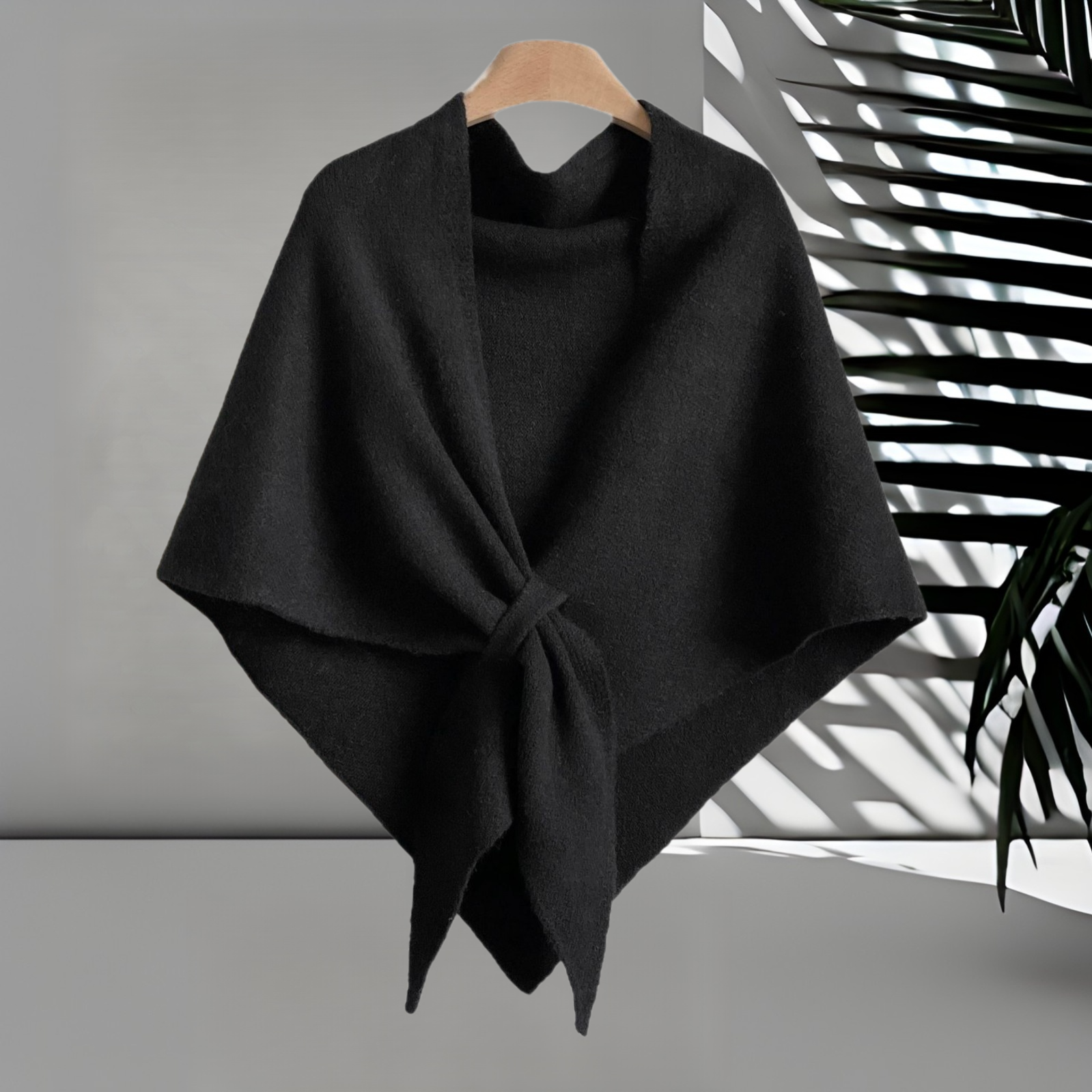 高級感三角披肩斗篷女軟糯針織外搭披風保暖純色圍脖披肩