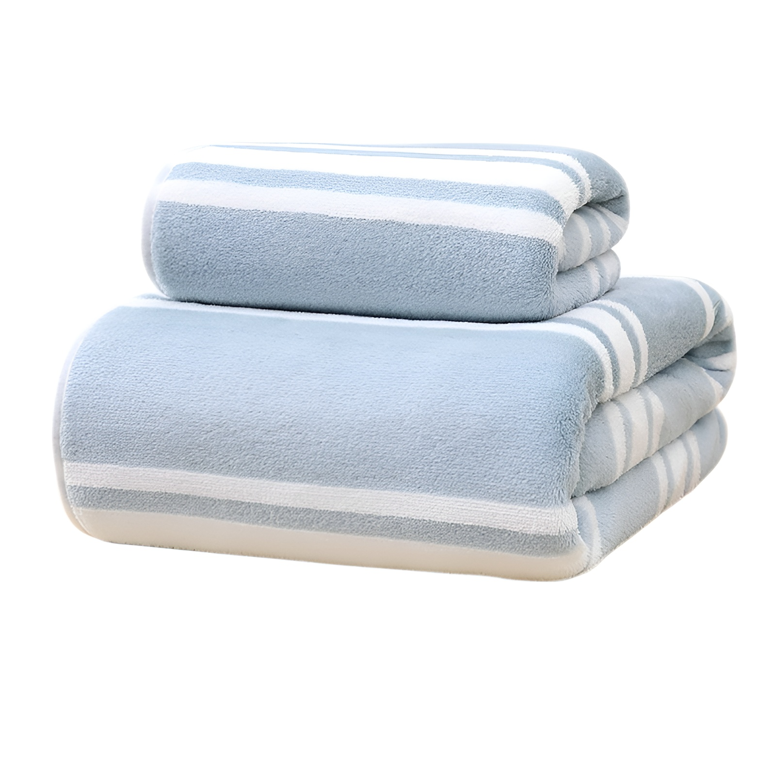 커플용 코랄 플리스 바스타월·타월 세트, 빠른 흡수와 건조, 가정용 따뜻한 스트라이프 세트