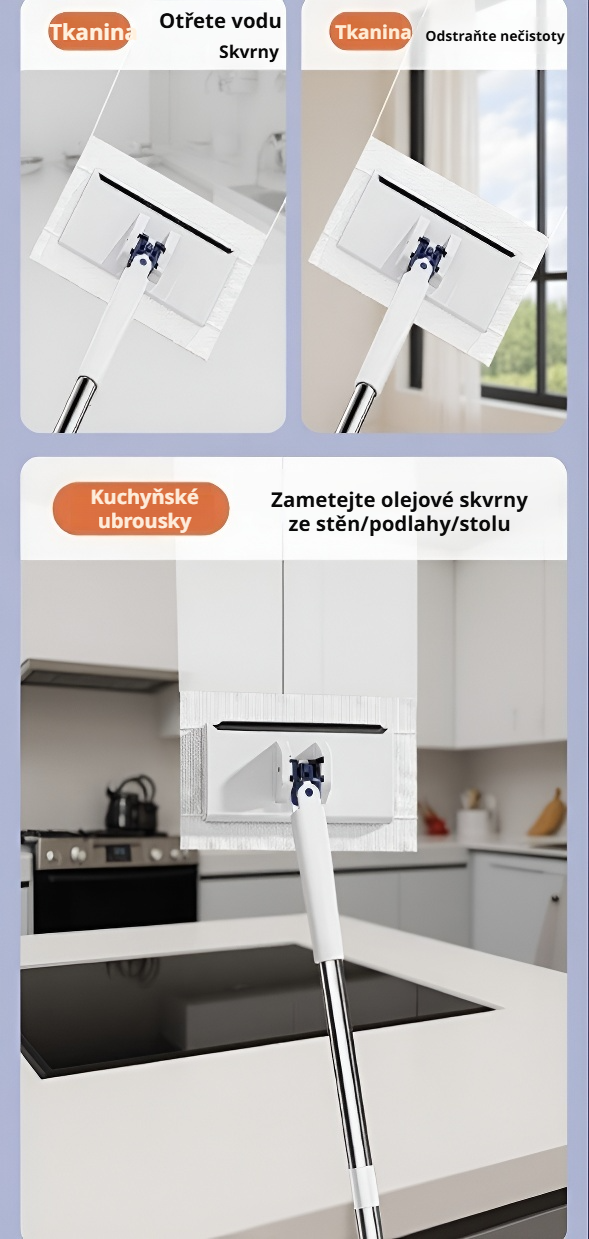 Systém vymačkávání vody u plochého mopu