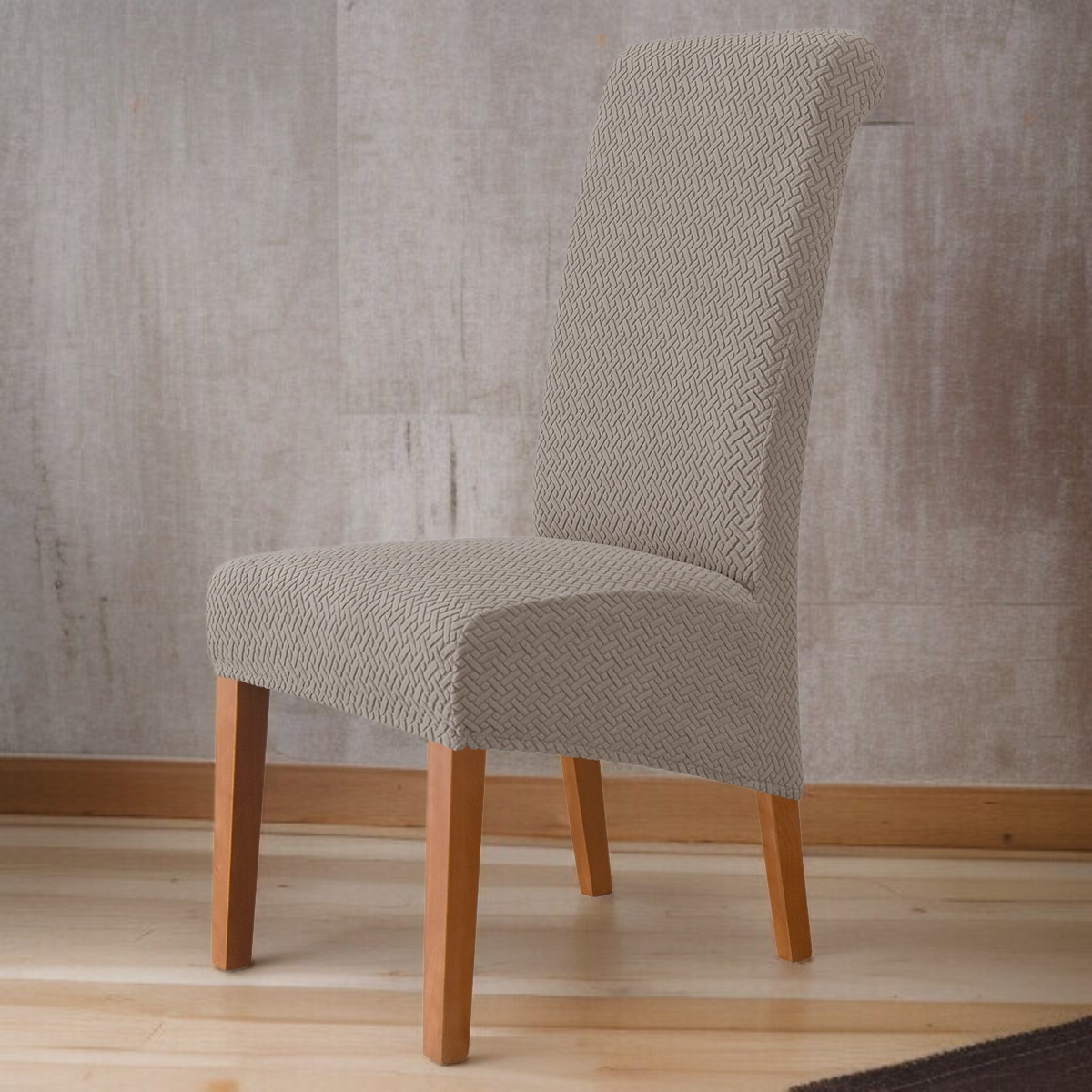 Chaise de salle à manger dossier haut Housse en tissu jacquard extensible