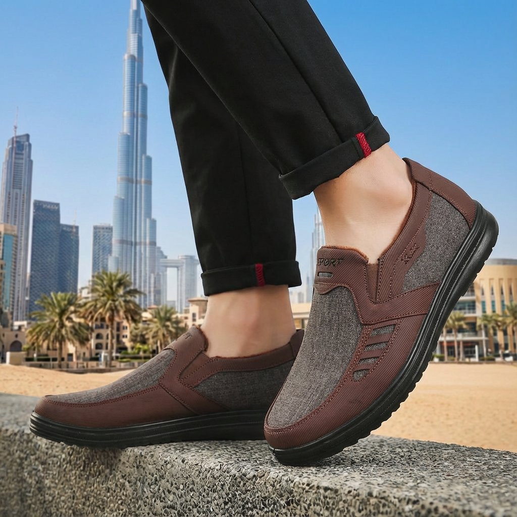 حذاء رجالي مقاوم للاهتراء والانزلاق وجيد التهوية لكبار السن