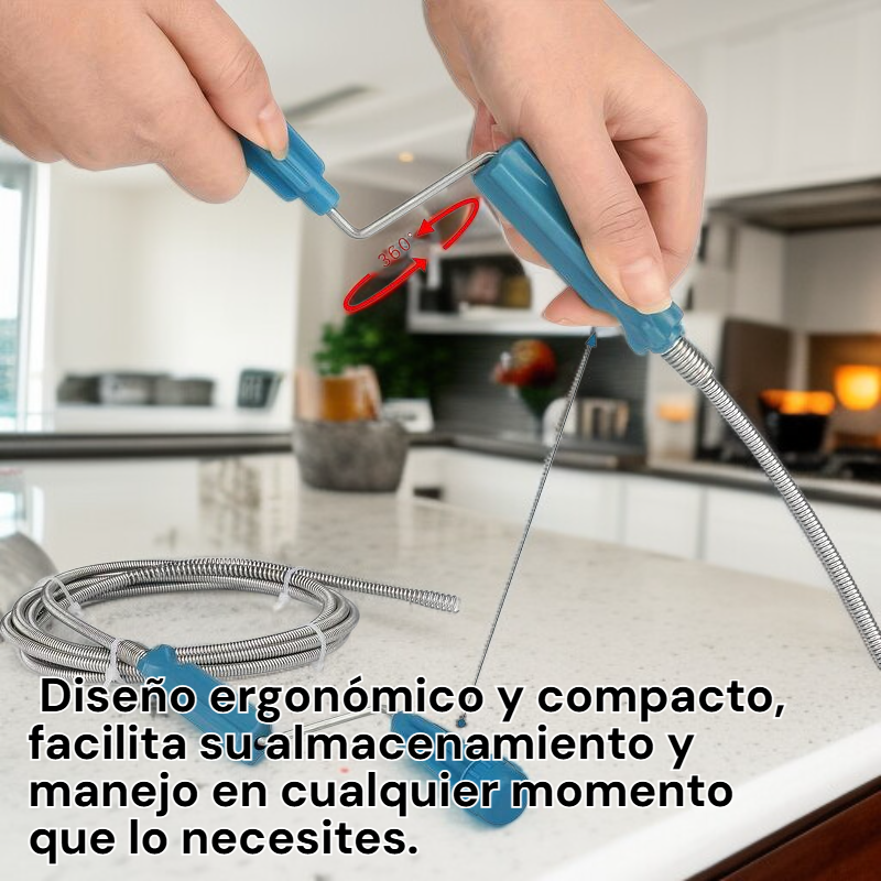 Desatascador de Drenaje Multifuncional para Inodoro, Fregadero y Baño