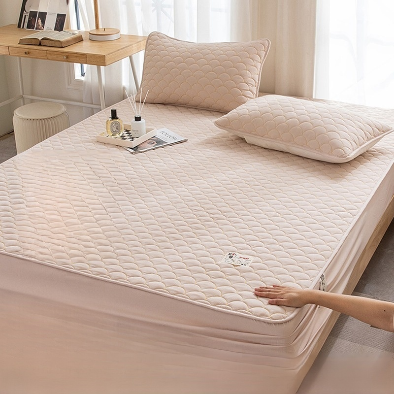 Pure Cotton Fitted Mattress Protector Non-slip Washed Cotton