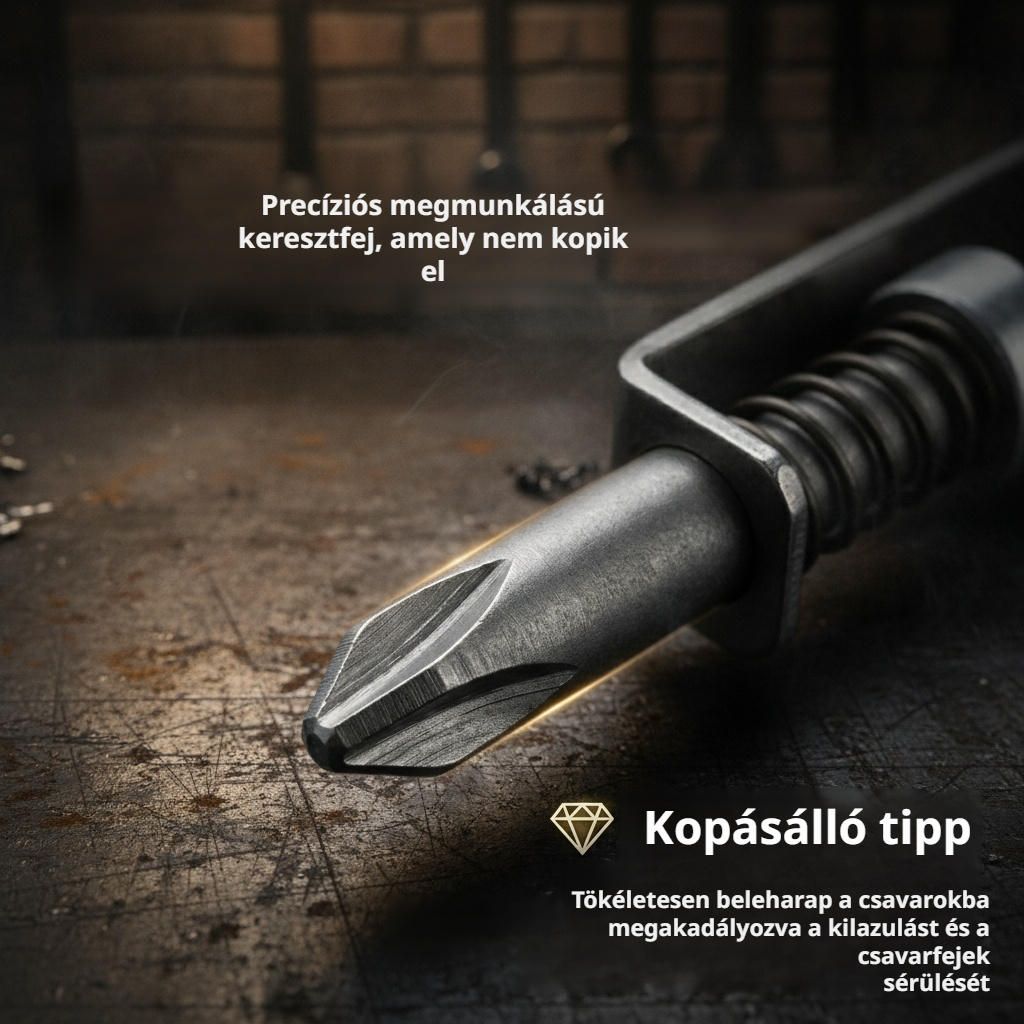 Rugós csavar rögzítő fúrófej közelről