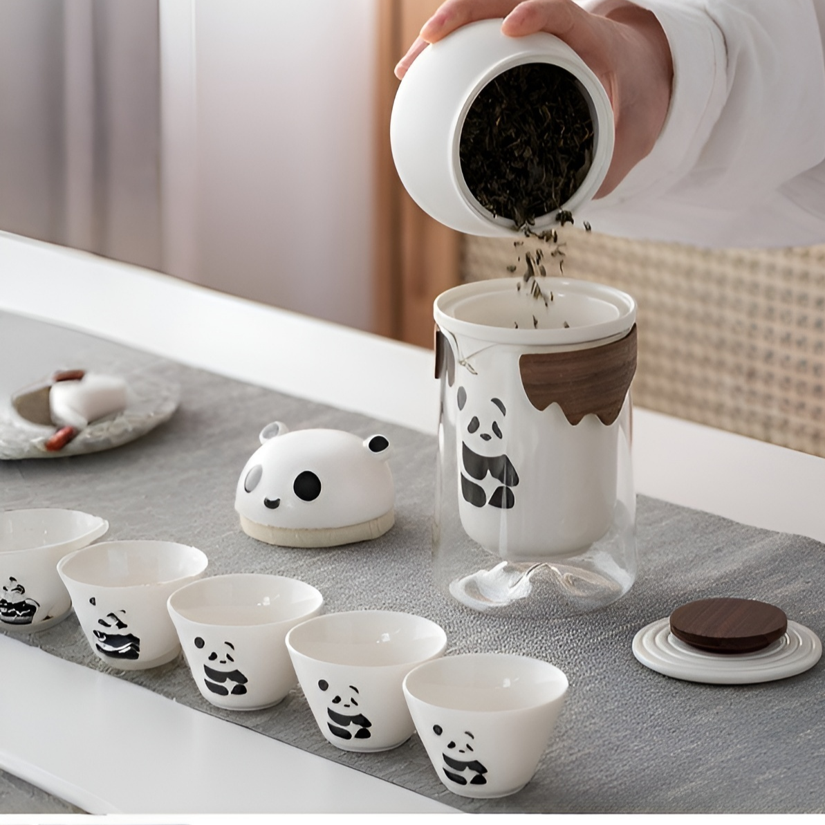 귀여운 판다 중국식 다기 세트 