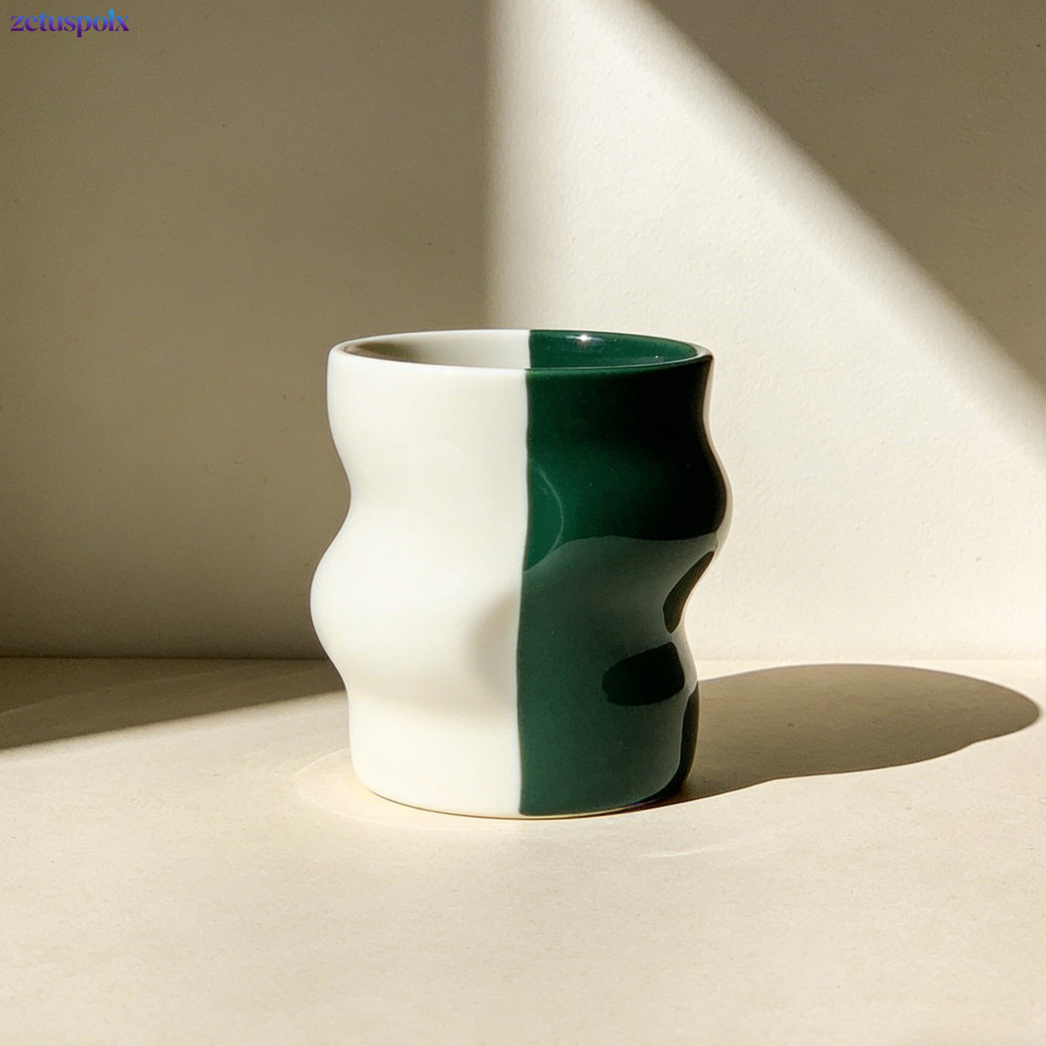Minimalist coffee mug with ergonomic handle
