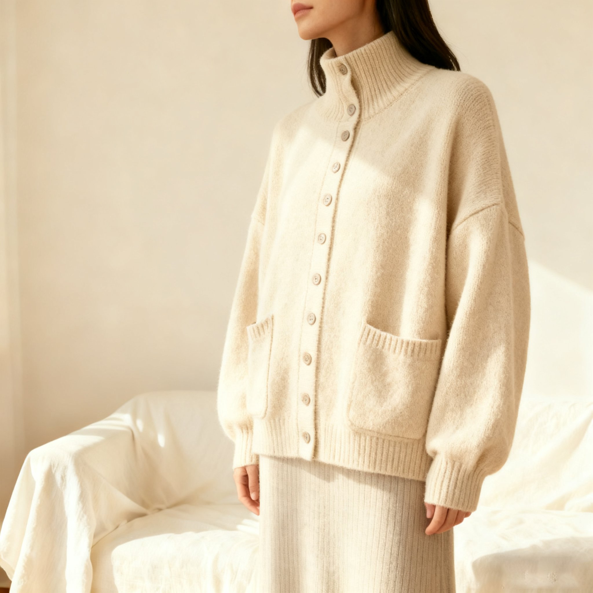 シンプルなニットカーディガンセット