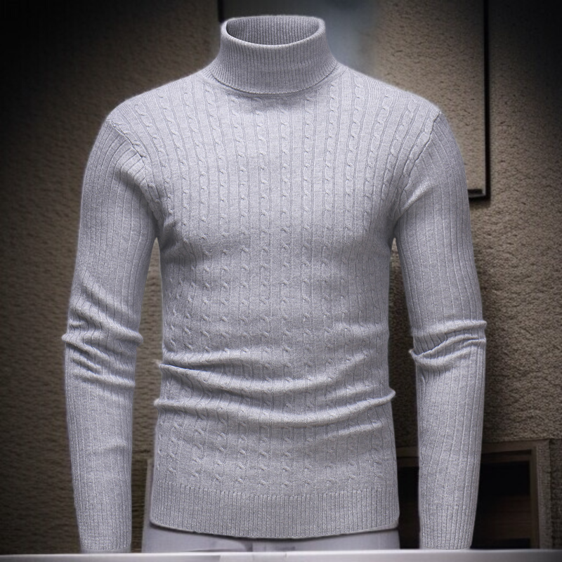 남자 폴라 니트 스트라이프 니트 옷깃이 높은 스웨터