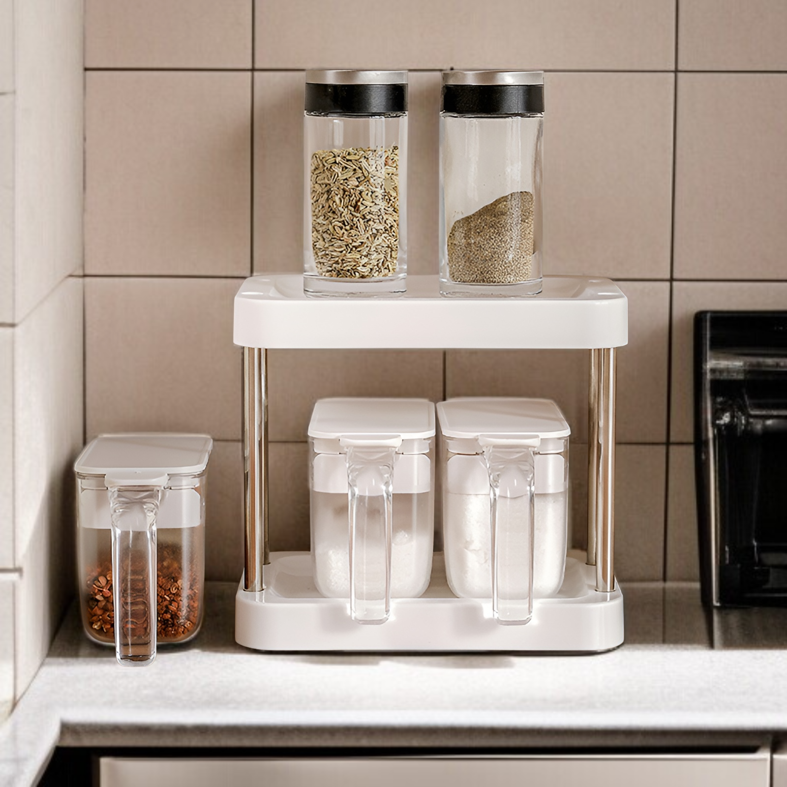 調味料ラックと調味料瓶のセット内容画像