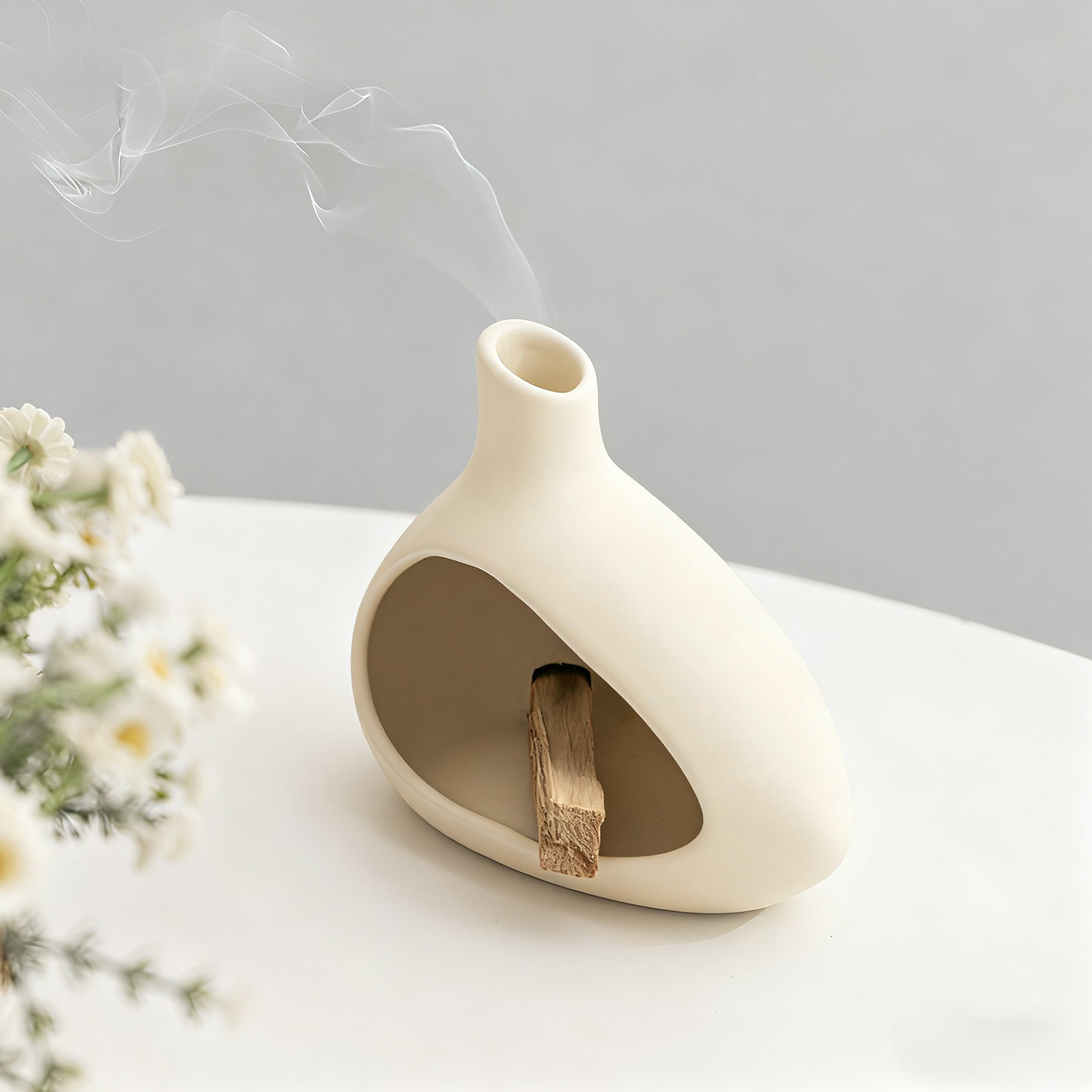 陶器製の煙突付き灰皿のアップ画像