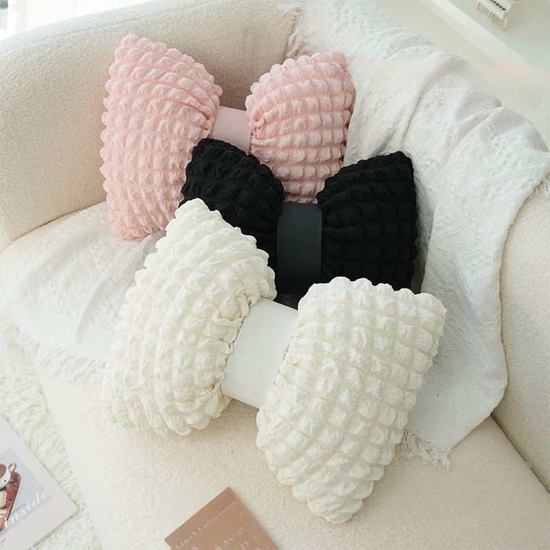 Home Decorative Bow Pillow Solid Color Sofa Cushion