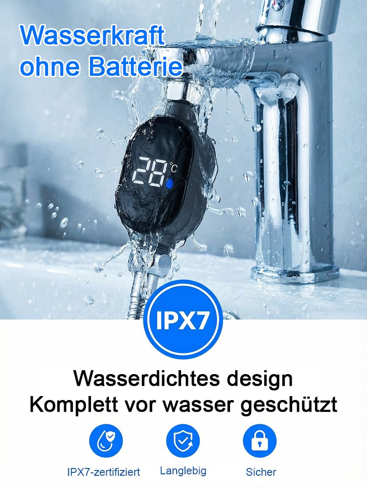 Intelligentes Duschthermometer mit wasserdichter Anzeige