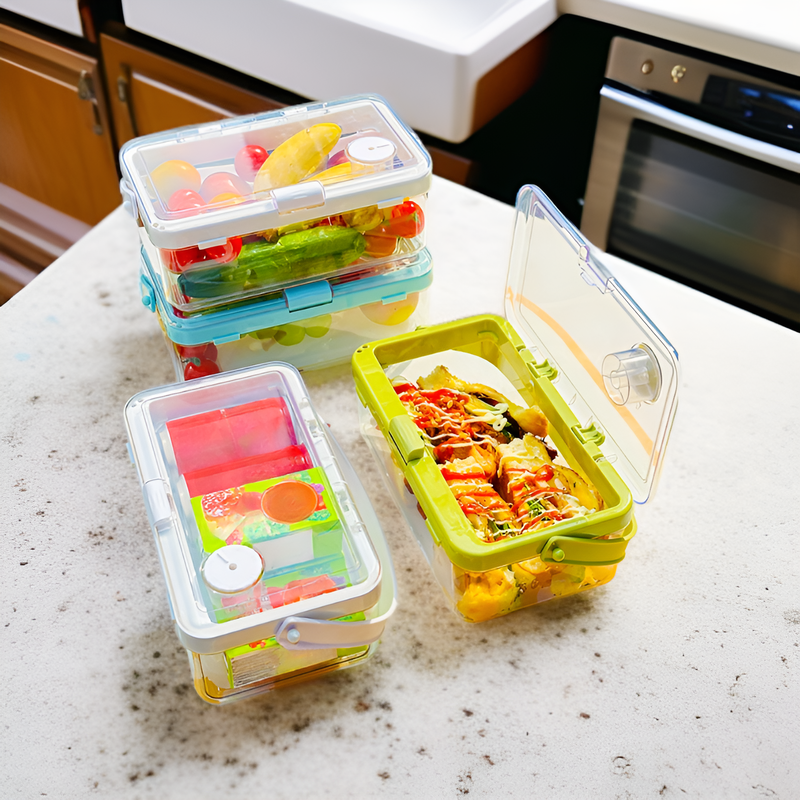 手持ち式の密閉食品保存容器