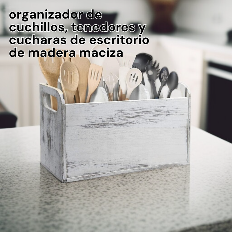  Caja de almacenamiento de cubiertos de madera retro