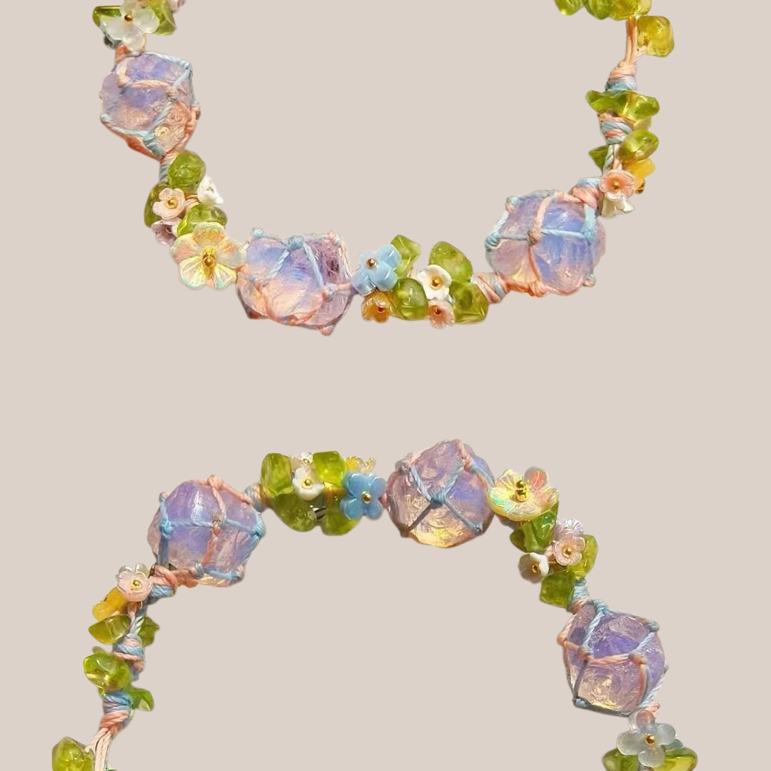 手工網兜編織原石手鏈