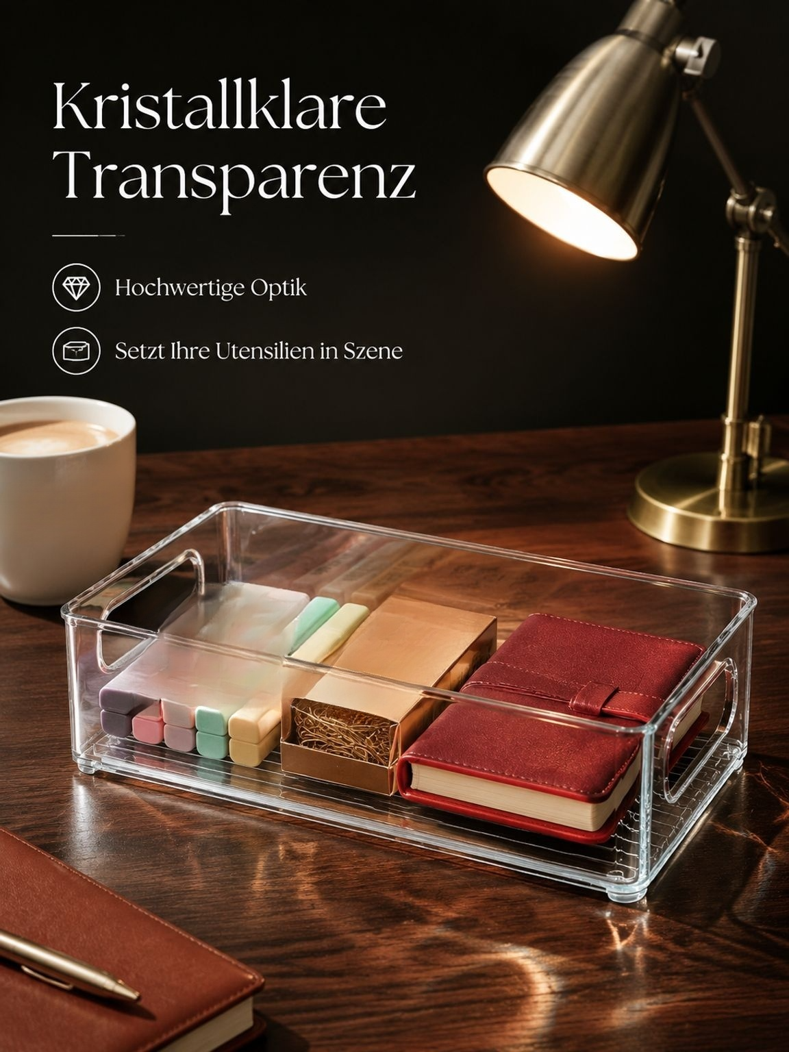 Hochwertiger Acryl Schreibtisch-Organizer mit minimalistischem Design