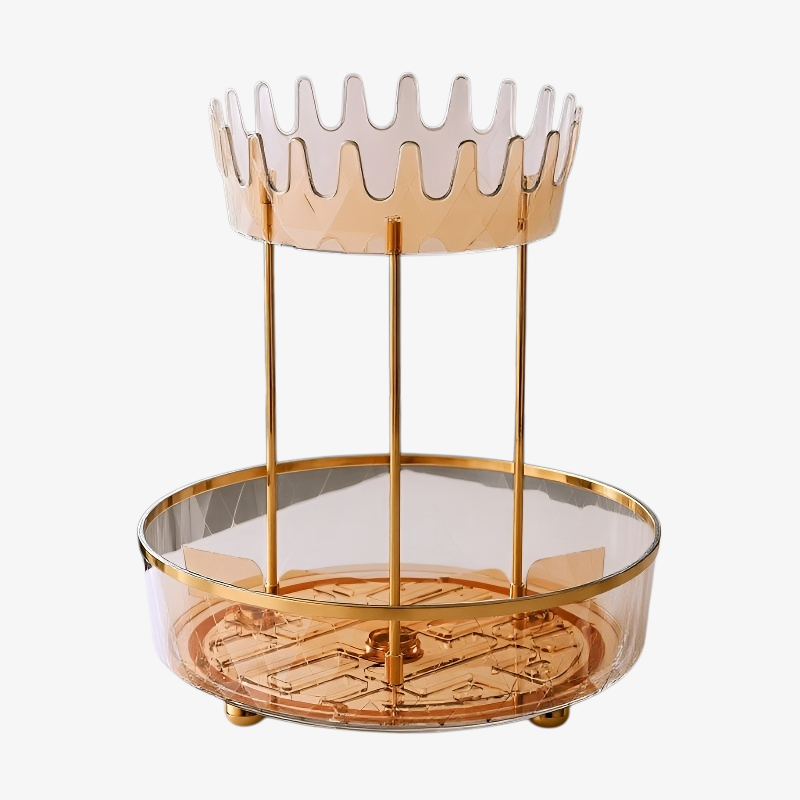 Transparenter drehbarer Aufbewahrungsständer für Kosmetik und Schmuck – zweilagig für Schminktisch