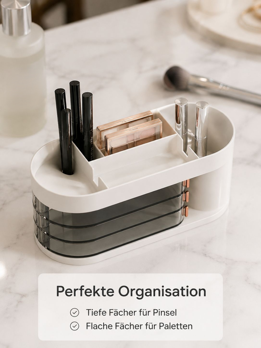 Praktischer drehbarer Organizer für Kosmetik und Accessoires