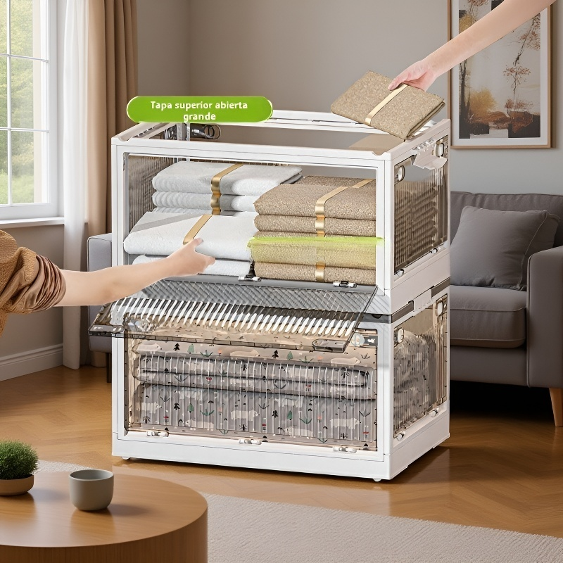 Caja de almacenamiento plegable de plástico grueso para armario y dormitorio