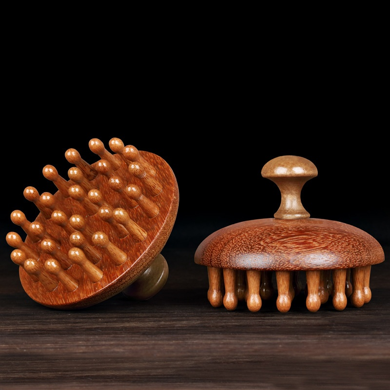 金絲檀木圓盤經絡按摩梳